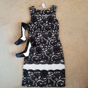 NWT Black and white lace shift dress The Limited